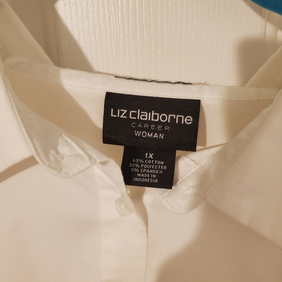 Liz Claiborne White Button Down Sz 1X - Picture 2 of 3
